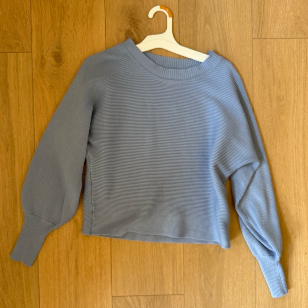 Pink Rose Light Blue Ribbed Sweater